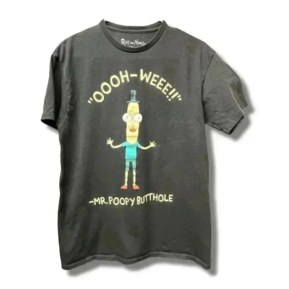 Ripple Junction Rick and Morty T-Shirt Black Unisex M Mr. Poopybutthole Print - Picture 1 of 3